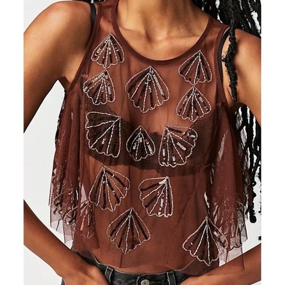 FREE PEOPLE Tulsi Mesh Tank - Picture 1 of 7